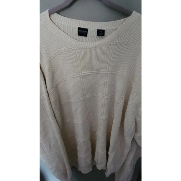 Vintage Grandpa Sweater cotton textured window plaid crewneck sweater XXLT - Picture 3 of 7